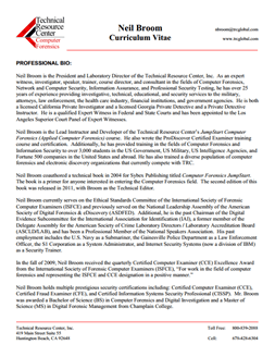 CV for Neil Broom Expert Witness in Computer Forensics Investigations in North Carolina